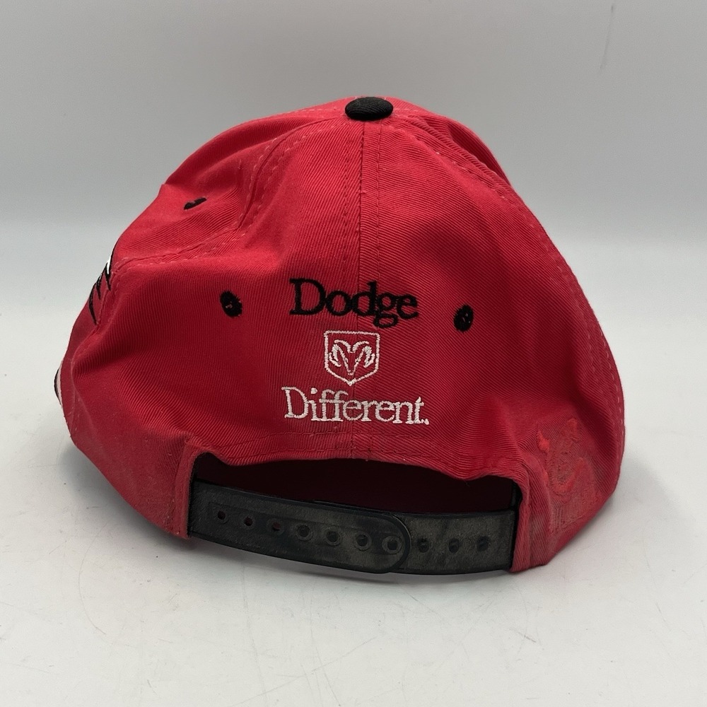 Vintage Dodge Hat Cap Snap Back Red Black NASCAR Racing Mens 90s Bill Elliott - Picture 3 of 5